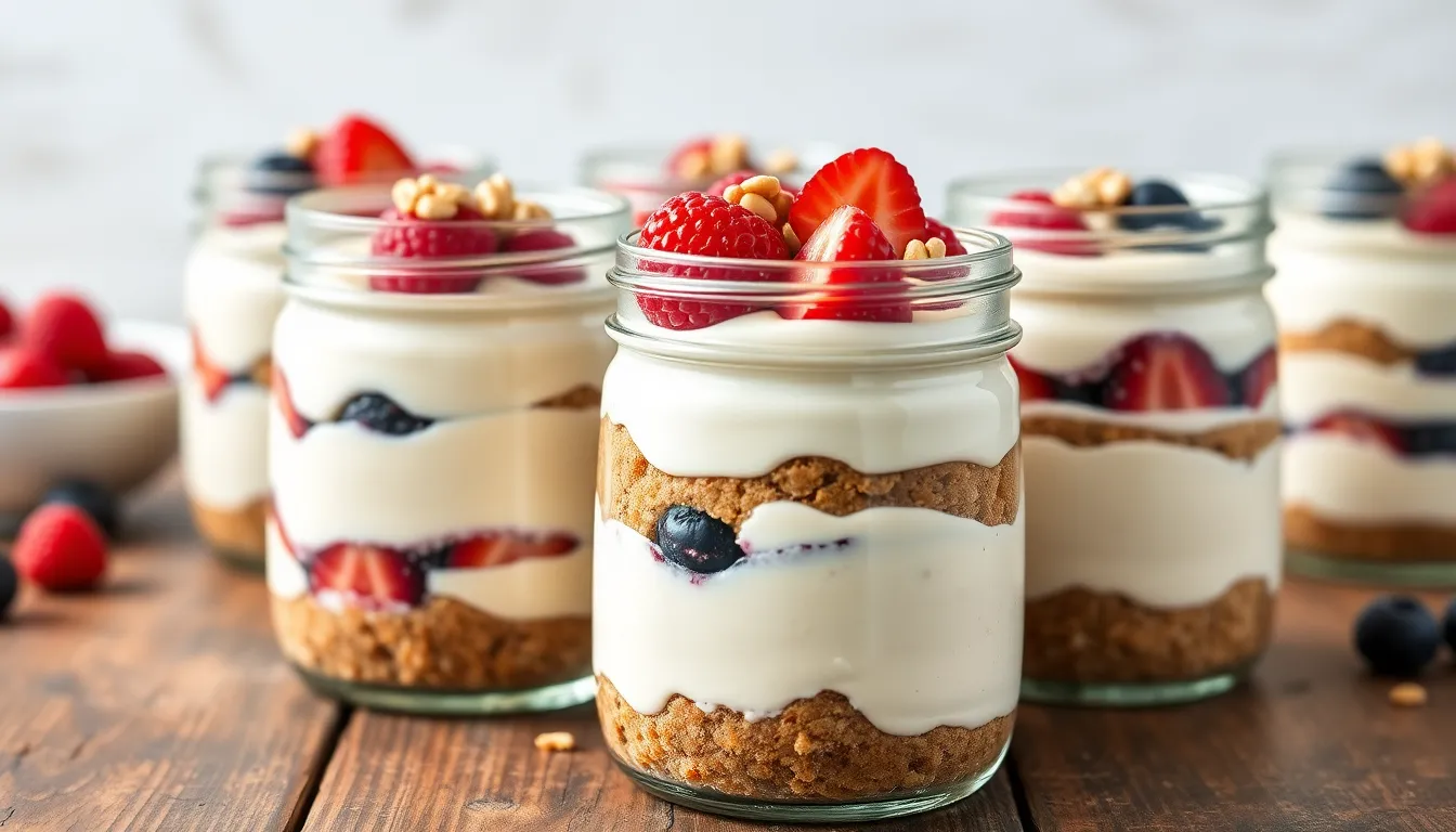 High Protein Cheesecake Jars: 30g Protein Per Serving (Easy Make-Ahead Recipe) 4 High Protein Cheesecake Jars: 30g Protein Per Serving (Easy Make-Ahead Recipe) 3